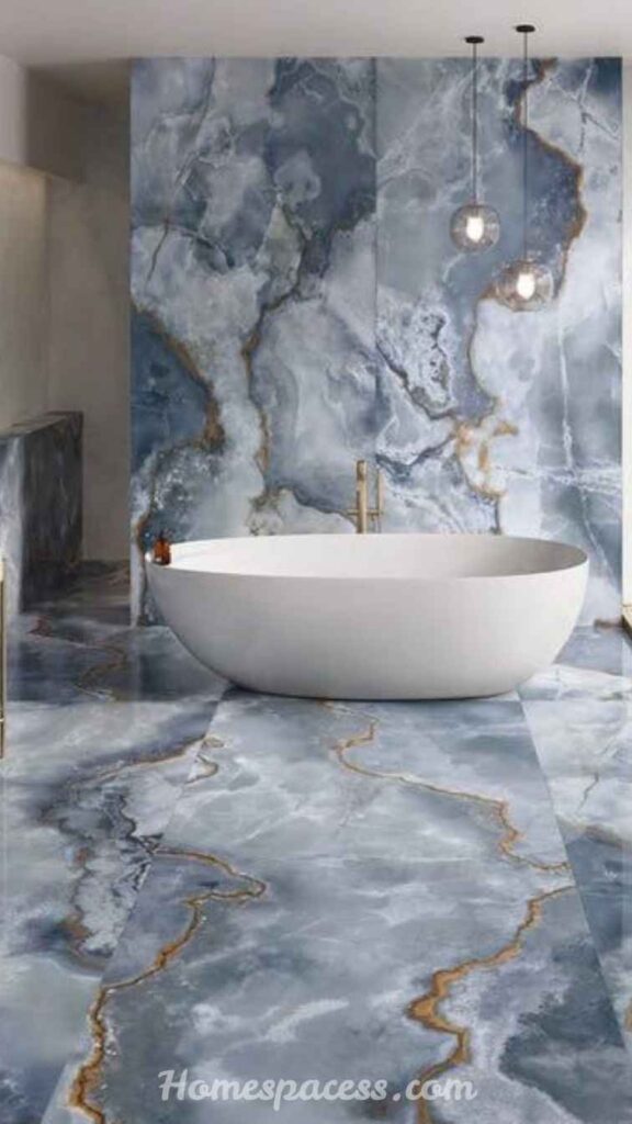 29 Bathroom Decor Ideas That Transform Any Space 17 Use Natural Stone or Stone-Effect Porcelain for Countertops