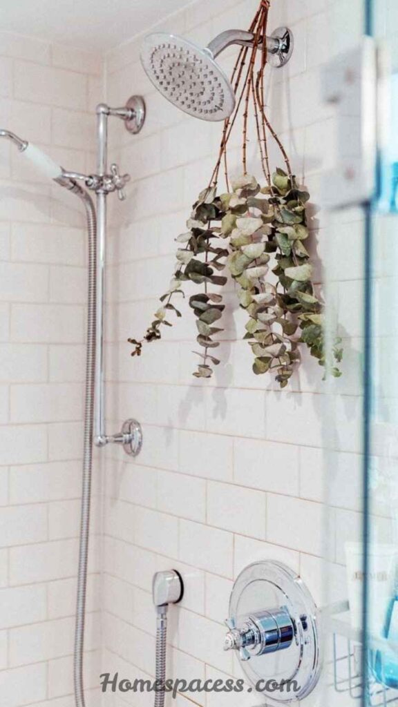 29 Bathroom Decor Ideas That Transform Any Space 19 Hang Eucalyptus in the Shower for a Spa Effect