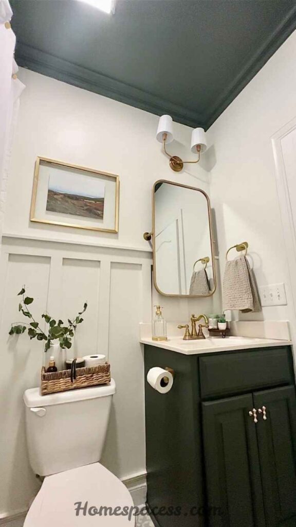 29 Bathroom Decor Ideas That Transform Any Space 9 Paint the Ceiling a Contrasting Color
