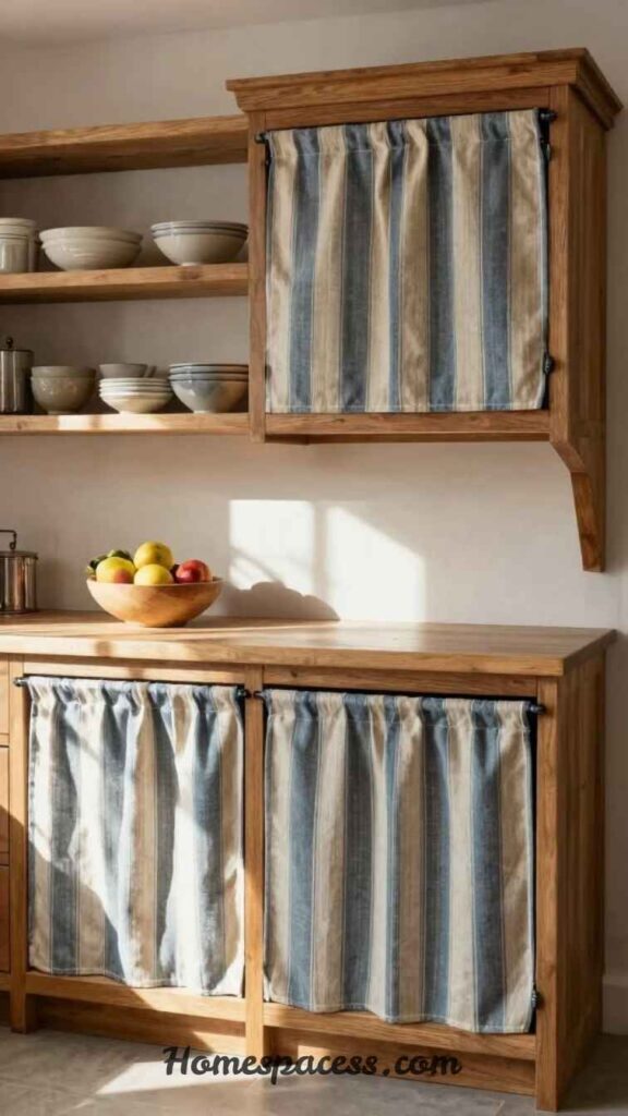 Creative Camper Interior Ideas to Make Your RV Feel Like a Dream Home 7 Use Curtains Instead of Doors for Cabinetry