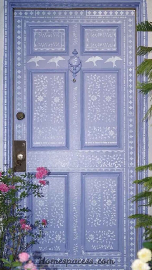 20 Stunning Door Painting Ideas That Actually Transform your Home 21 Stenciled Pattern on a Painted Door