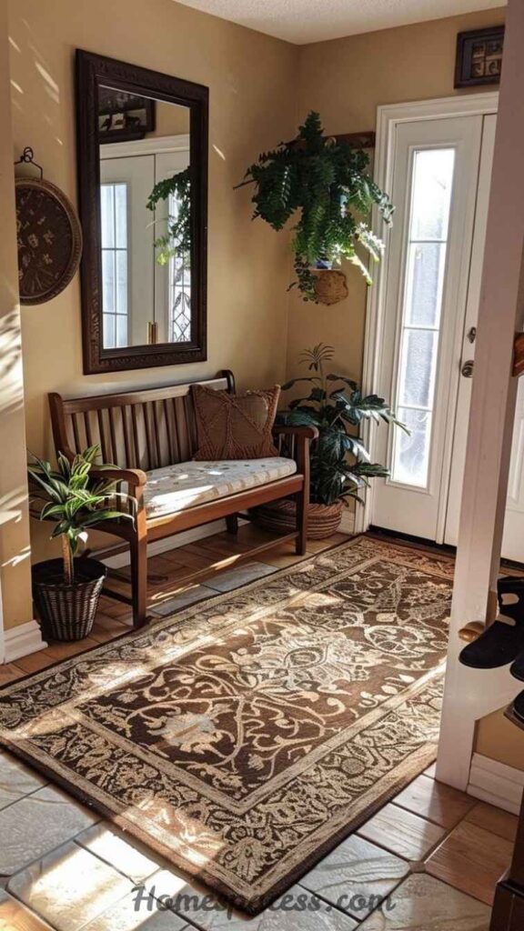 Entryway Decor Ideas: Transform Your First Impression Into a Lasting Statement 11 Anchor the Space with an Area Rug
