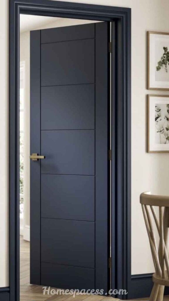 20 Stunning Door Painting Ideas That Actually Transform your Home 7 Navy Blue Paneled Door