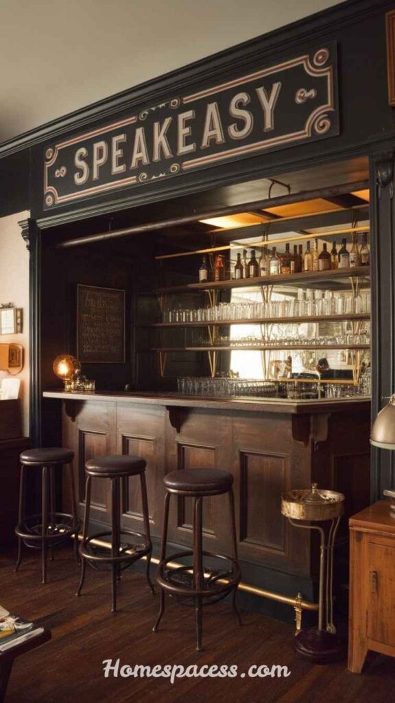 Home Bar Ideas That Make Entertaining at Home More Fun 11 Speakeasy-Themed Bar: