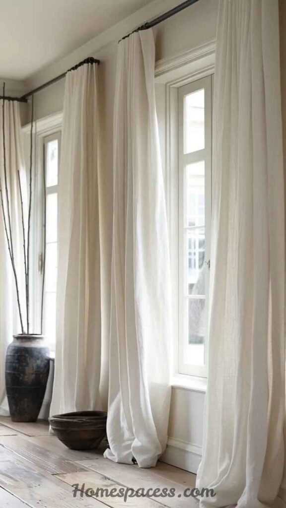 25 Home Decor Ideas That Actually Transform Your Space 13 Hang Curtains High and Wide for Tall Windows