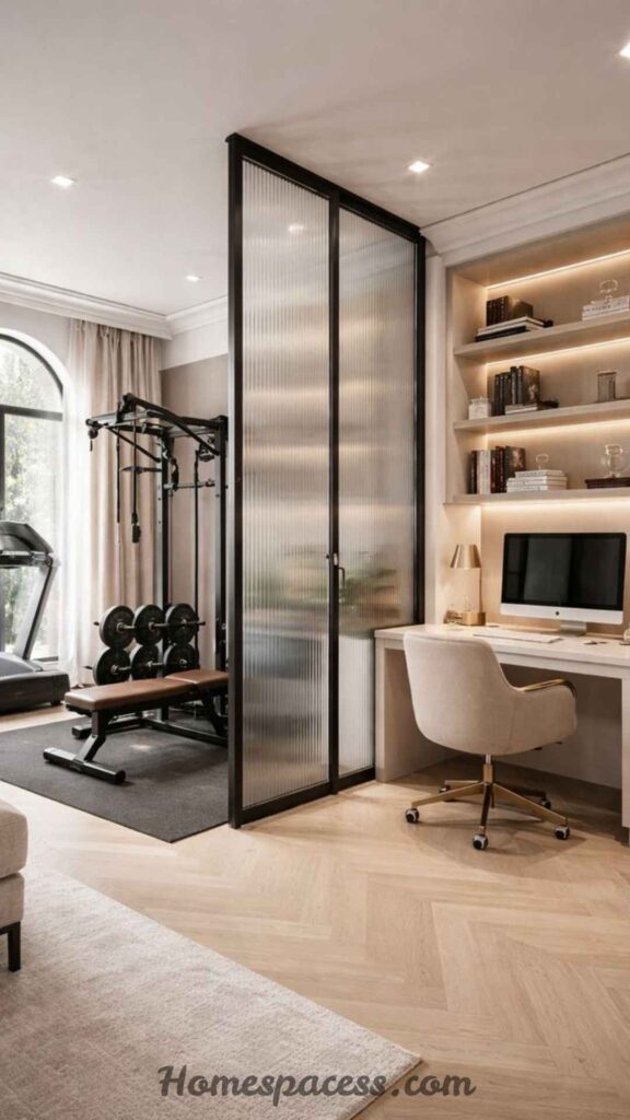 22 Home Gym Ideas That Actually Work For Every Space & Budget 16 Dual-Purpose Home Gym and Office