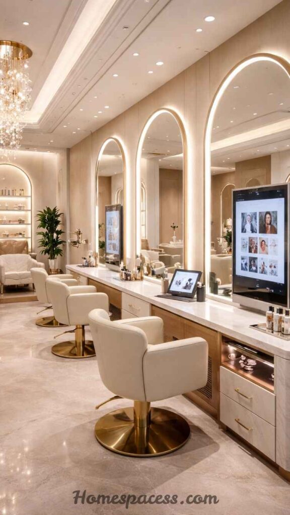 27 Salon Interior Design Ideas That Turn Clients Into Loyal Fans 25 Integrate Technology Seamlessly Into the Design