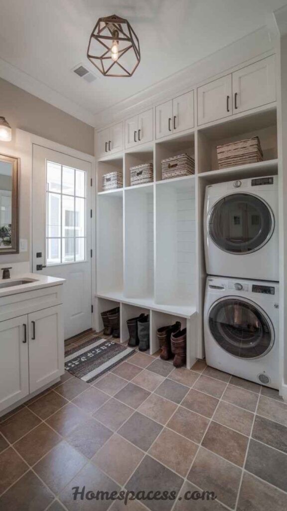 18 Brilliant Laundry Room Ideas That Actually Transform the Space 13 Create a Mudroom-Laundry Hybrid Entry Zone