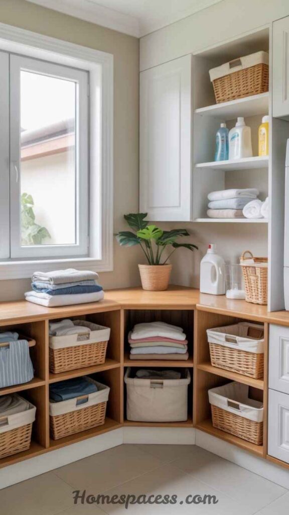 18 Brilliant Laundry Room Ideas That Actually Transform the Space 17 Build a Dedicated Countertop Folding Station