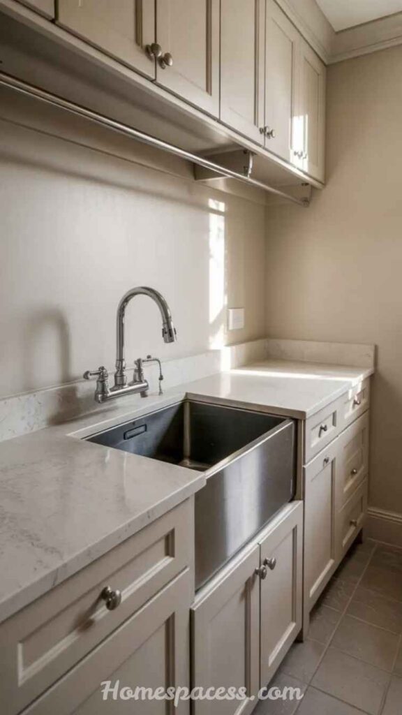 18 Brilliant Laundry Room Ideas That Actually Transform the Space 6 Add a Deep Utility Sink with Extended Counter