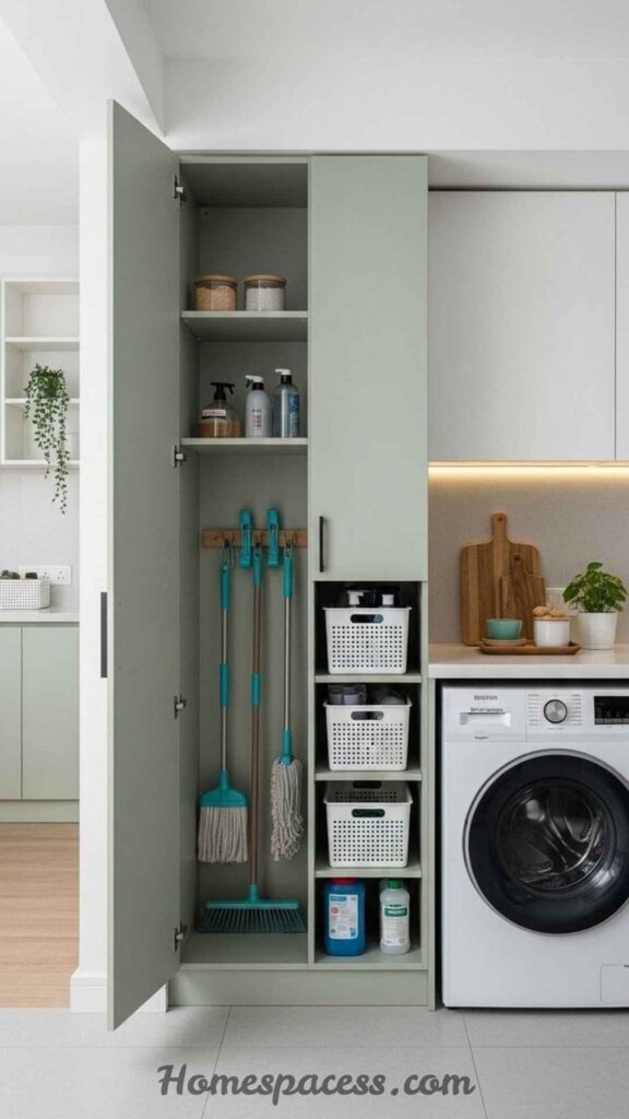 18 Brilliant Laundry Room Ideas That Actually Transform the Space 3 Build a Vertical Storage Wall System