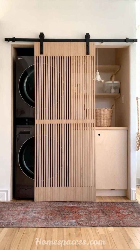 18 Brilliant Laundry Room Ideas That Actually Transform the Space 7 Hide the Laundry Zone Behind Custom Cabinet Doors