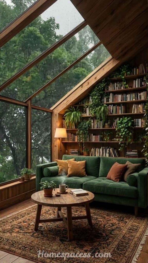 27 Library Room Ideas to Transform Any Space Into a Dream Home Library 22 Biophilic Library Room with Living Plants