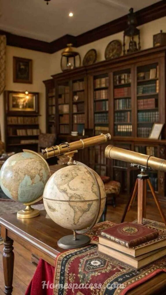27 Library Room Ideas to Transform Any Space Into a Dream Home Library 24 Vintage Map and Globe Library Room