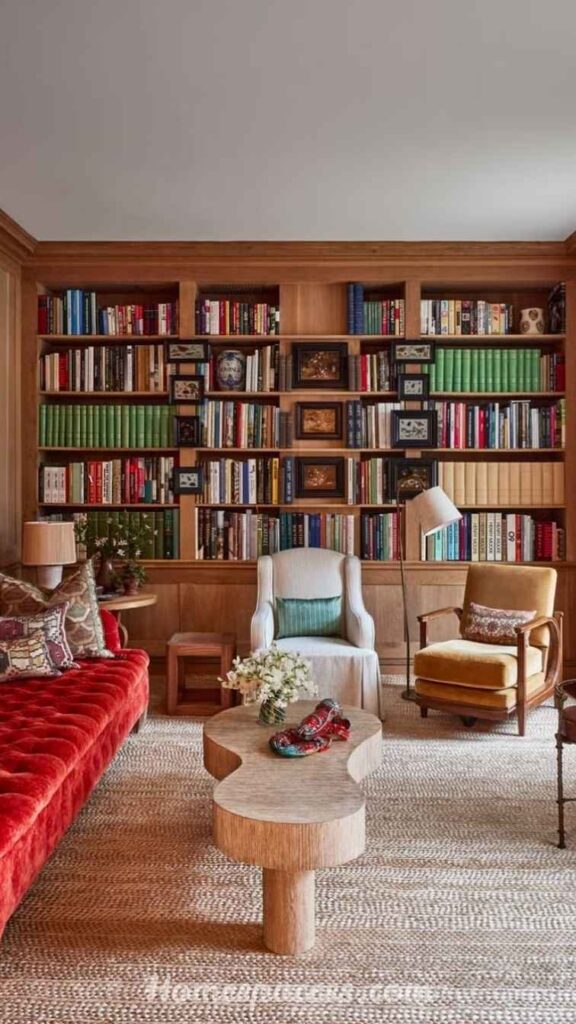 27 Library Room Ideas to Transform Any Space Into a Dream Home Library 25 Dedicated Reading Chair and Ottoman Zone