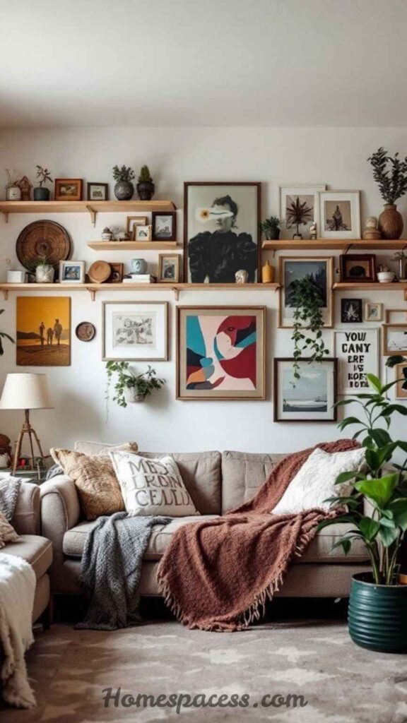 22 Living Room Decor Ideas That Transform Any Space 4 Create a Gallery Wall with Intentional Curation