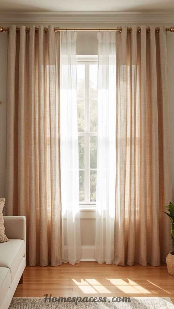 22 Living Room Decor Ideas That Transform Any Space 9 Hang Curtains Higher and Wider Than the Window
