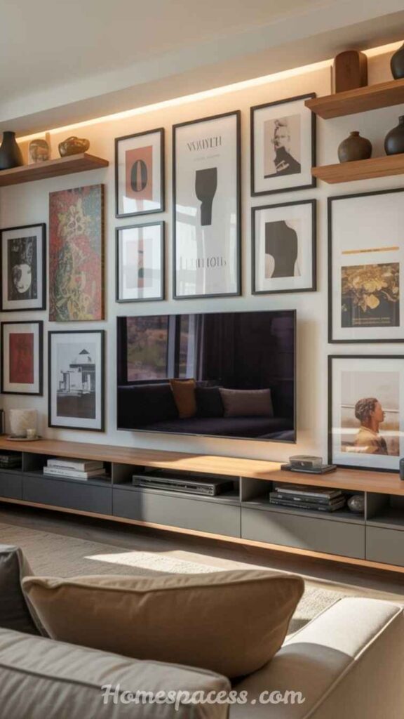 26 Media Wall Ideas That Transform Any Living Space in 2026 16 Art Gallery Media Wall