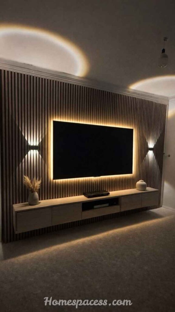 26 Media Wall Ideas That Transform Any Living Space in 2026 18 Fluted Panel Media Wall