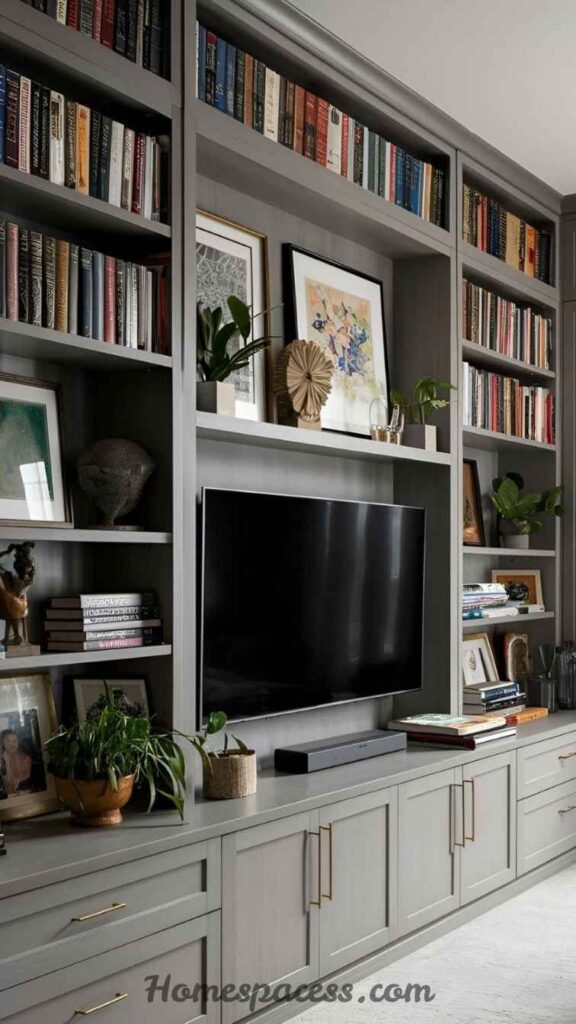 26 Media Wall Ideas That Transform Any Living Space in 2026 3 Full-Height Built-In Shelving Media Wall