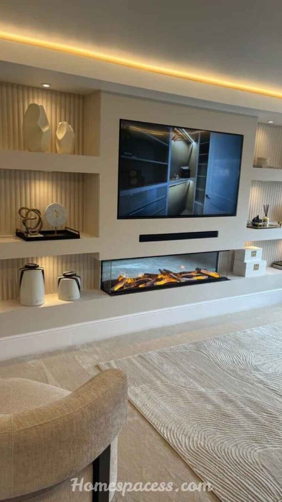 26 Media Wall Ideas That Transform Any Living Space in 2026 9 Recessed TV Alcove Media Wall