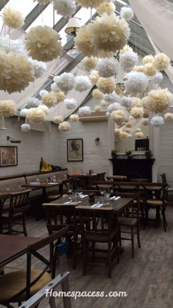 Easy Party Decor Ideas That Will Impress Your Guests Instantly 12 Paper Pom-Poms & Hanging Decorations