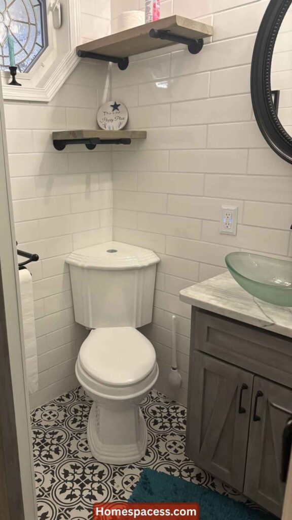 Small Bathroom Ideas:25 Clever Ways to Make Every Inch Count 13 Install a Corner Toilet to Open the Center