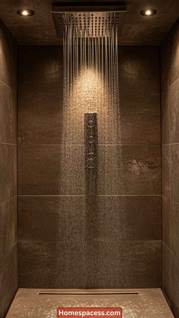 Small Bathroom Ideas:25 Clever Ways to Make Every Inch Count 21 Install a Rain Shower Overhead Instead of a Wall Mount