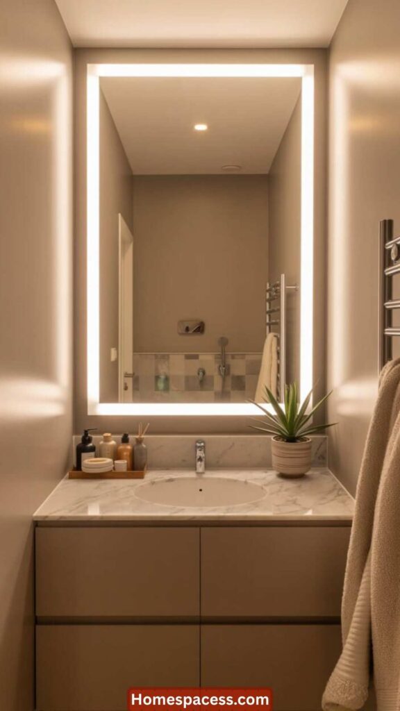 Small Bathroom Ideas:25 Clever Ways to Make Every Inch Count 7 Add a Mirror That Spans the Full Vanity Width