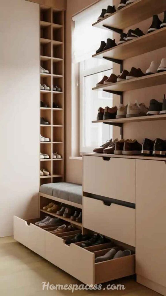 20 Walk In Closet Ideas To Transform Your Space 15 Upholstered Bench with Hidden Storage