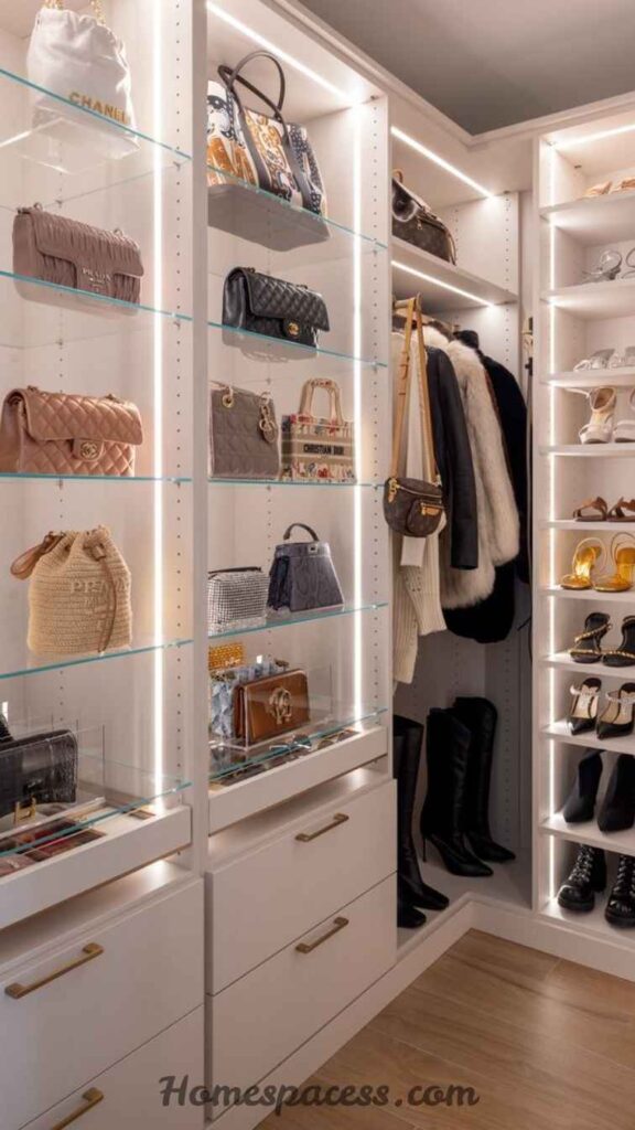 20 Walk In Closet Ideas To Transform Your Space 22 Dedicated Handbag Display System