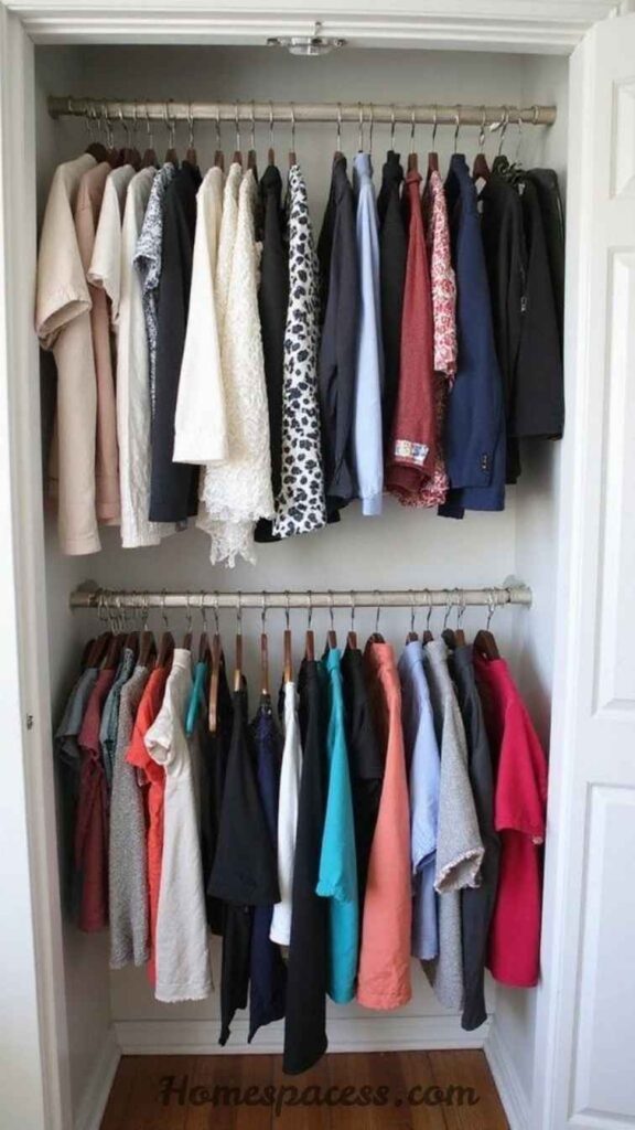 20 Walk In Closet Ideas To Transform Your Space 6 Double Hanging Rods for Short Garments