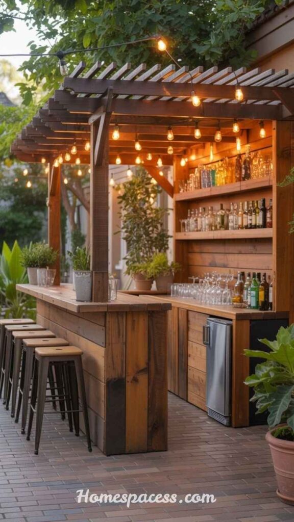 Smart Backyard Bar Ideas to Create a Perfect Outdoor Hangout Spot 5 Pergola-Covered Backyard Bar