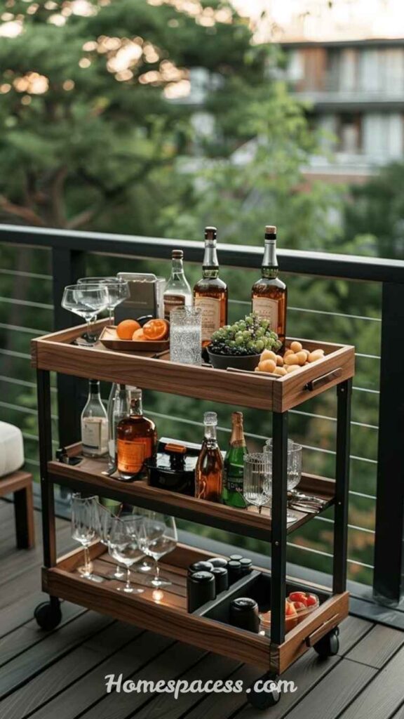 Smart Backyard Bar Ideas to Create a Perfect Outdoor Hangout Spot 7 Portable Rolling Outdoor Bar Cart