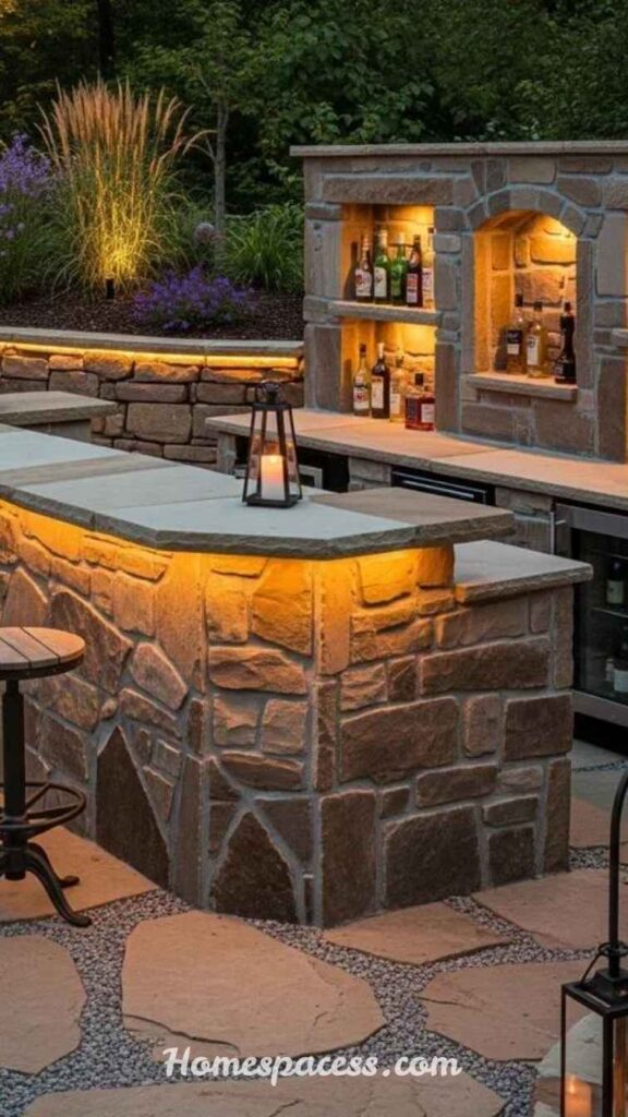 Smart Backyard Bar Ideas to Create a Perfect Outdoor Hangout Spot 8 Garden Stone & Masonry Bar