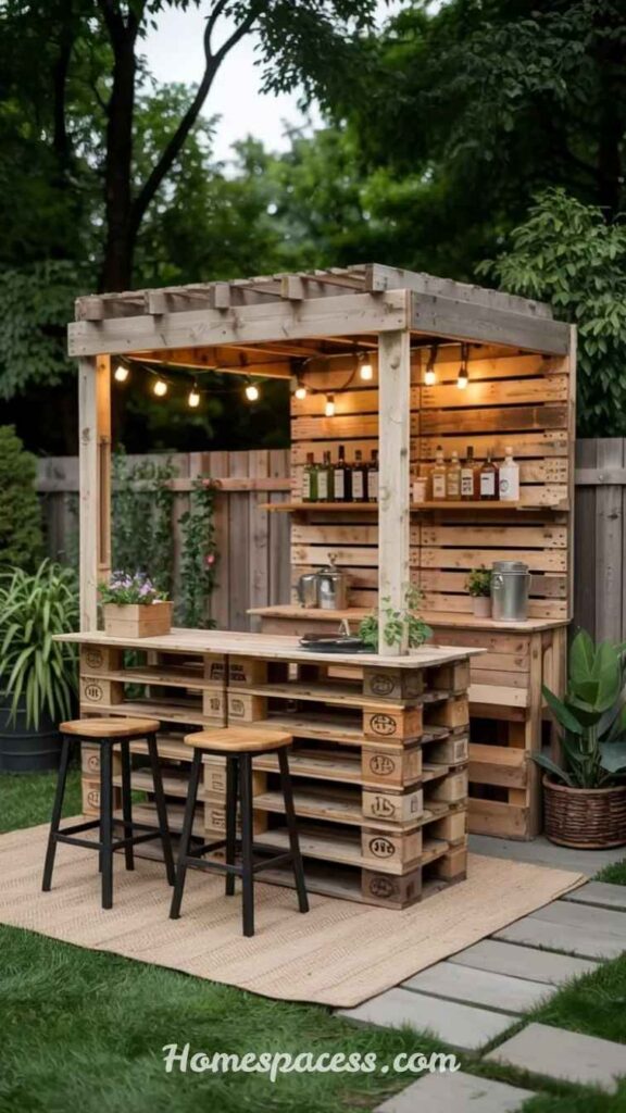 Smart Backyard Bar Ideas to Create a Perfect Outdoor Hangout Spot 3 DIY Pallet Wood Backyard Bar