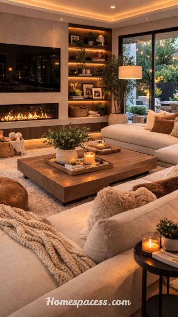 Modern Family Room Ideas for Relaxing and Entertaining Guests 6 Layer Lighting for Mood and Function