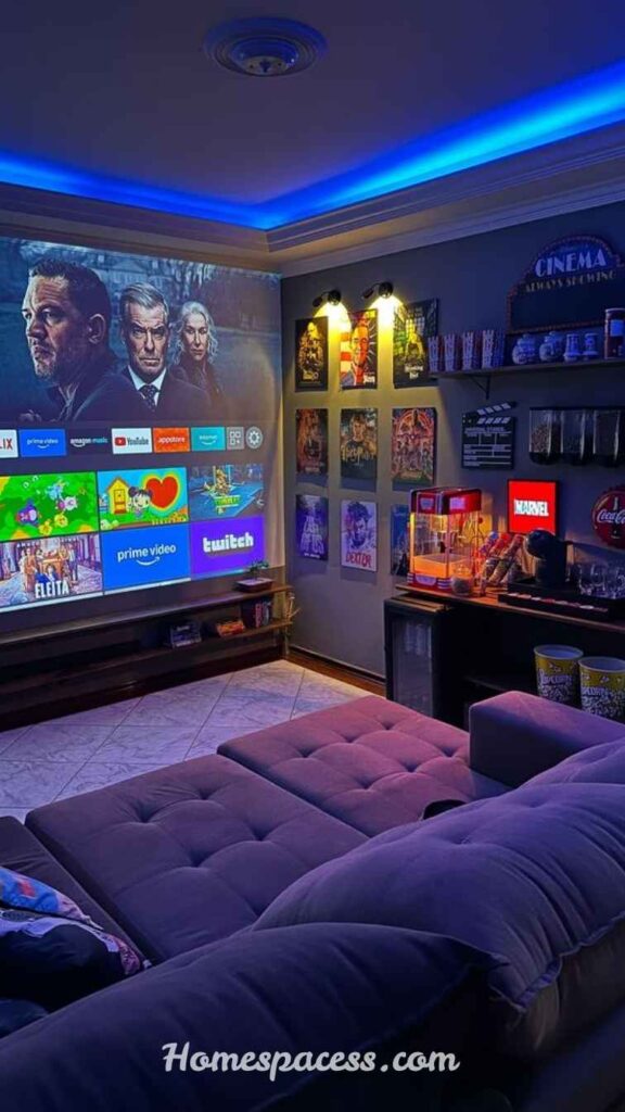 Trending Basement Family Room Ideas for Comfortable Home Living 3 Cozy Movie & Media Zone