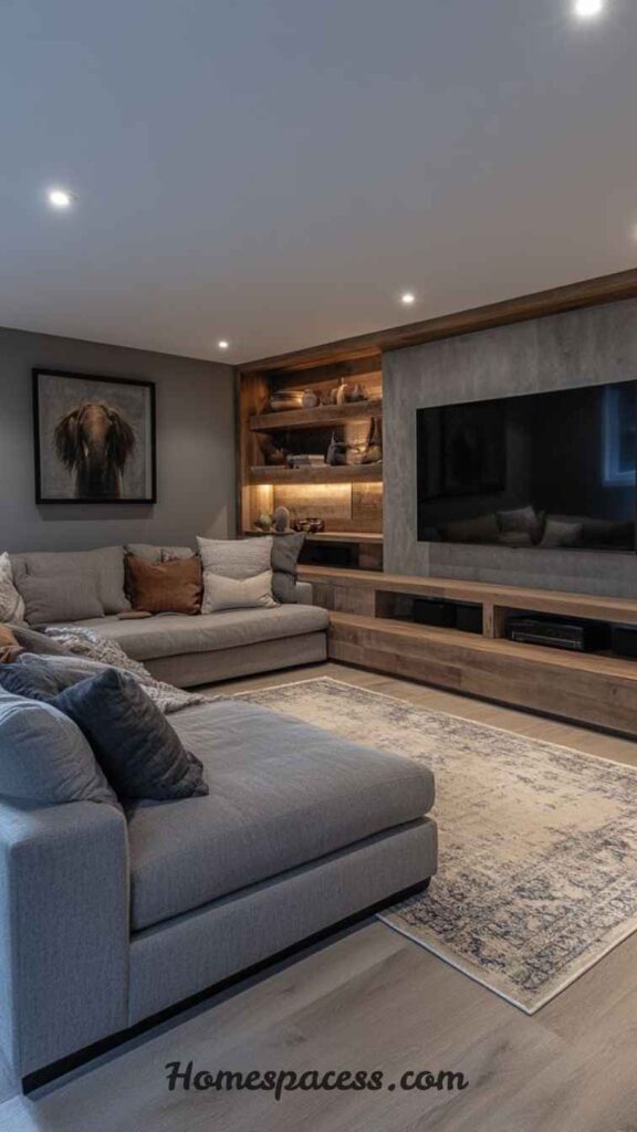 Trending Basement Family Room Ideas for Comfortable Home Living 9 Built-In Storage Solutions