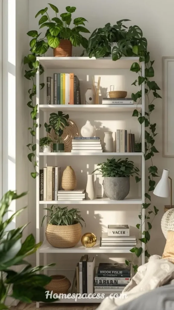 Bookshelf Decor Ideas to Add Personality and Charm to Any Space 5 Plants as Shelf Anchors