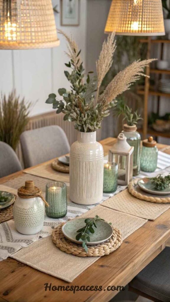 Top Dining Table Decor Ideas to Make Your Dining Area Look Amazing 7 Incorporate Textured Objects: Stone, Wood, and Ceramics