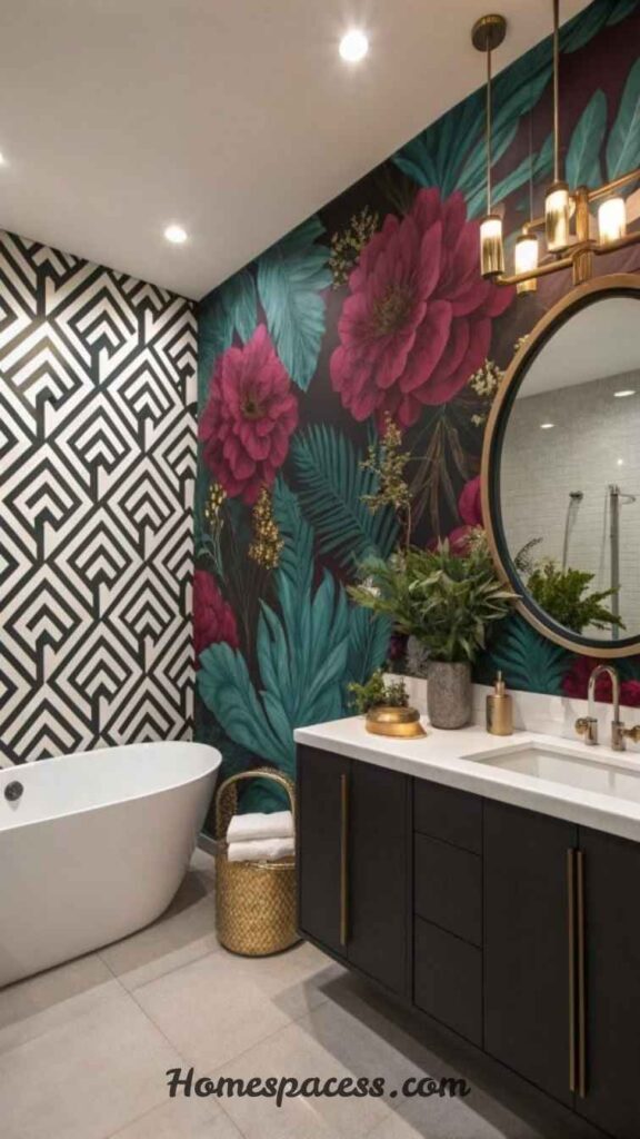 Trendy Funky Bathroom Ideas for a Cool and Modern Bathroom Makeover 4 Dramatic Wallpaper