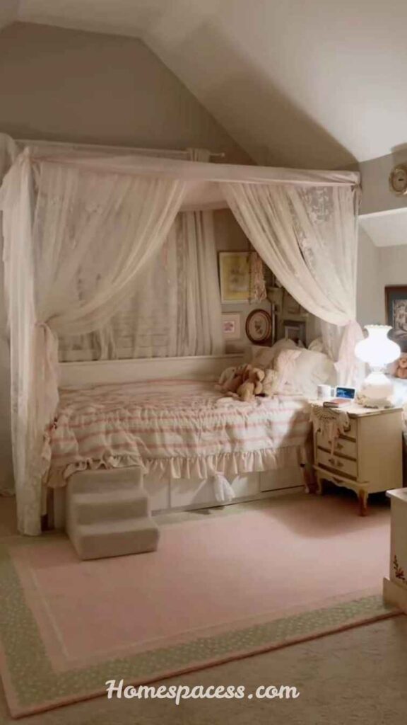 Girly Room Ideas on a Budget for a Trendy and Elegant Space 4 Dreamy Canopy Bed or Bed Crown for Instant Drama