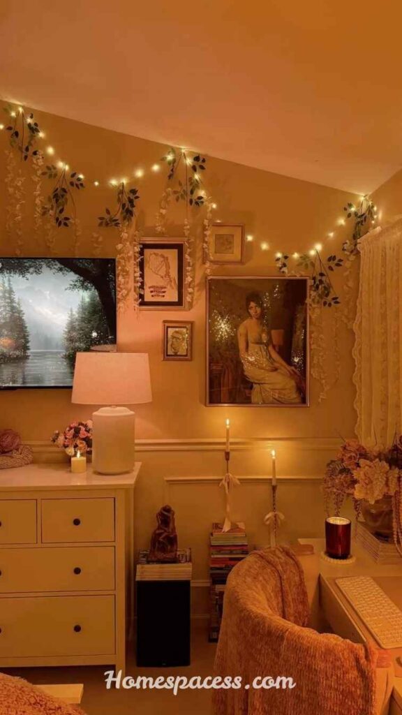 Girly Room Ideas on a Budget for a Trendy and Elegant Space 9 String Lights and Layered Lighting for Ambiance