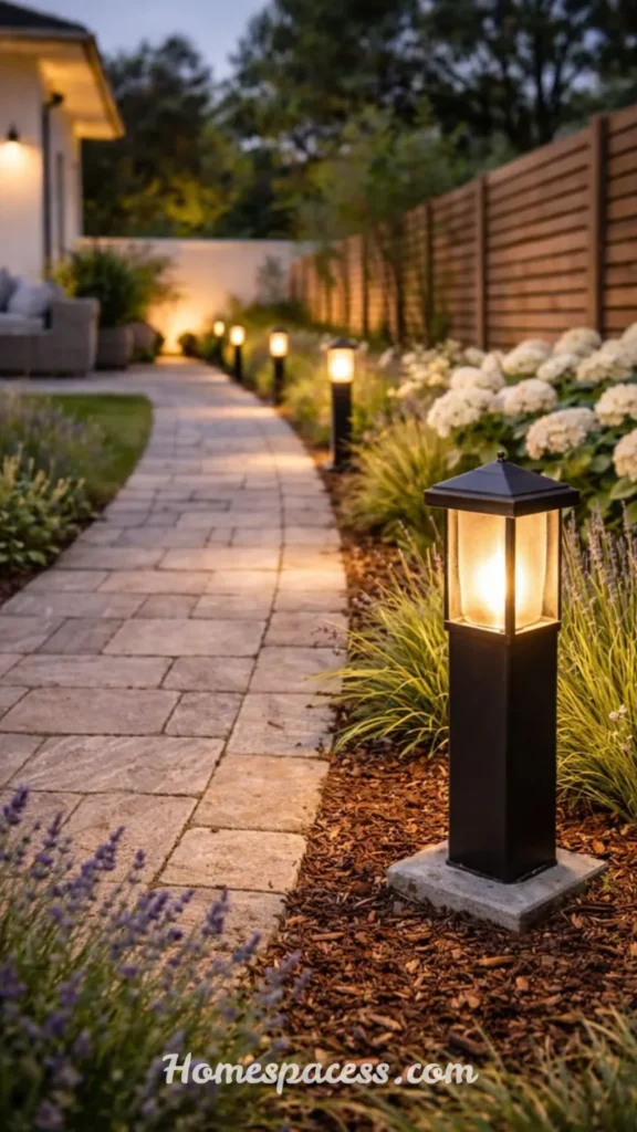 Front Garden Ideas for Every Style From Classic to Modern Homes 7 Install Smart Outdoor Lighting for Safety and Evening Kerb Appeal