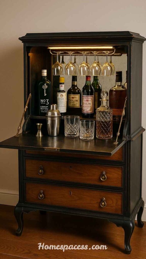 Elegant Mini Bar Ideas for a Stylish Home Makeover 8 Vintage Dresser or Sideboard Bar