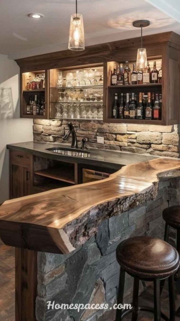Elegant Mini Bar Ideas for a Stylish Home Makeover 5 Reclaimed Wood Wall Bar