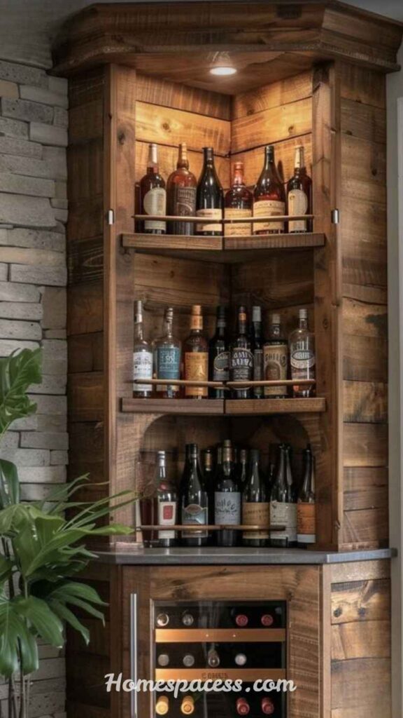 Elegant Mini Bar Ideas for a Stylish Home Makeover 6 Corner Cabinet Bar