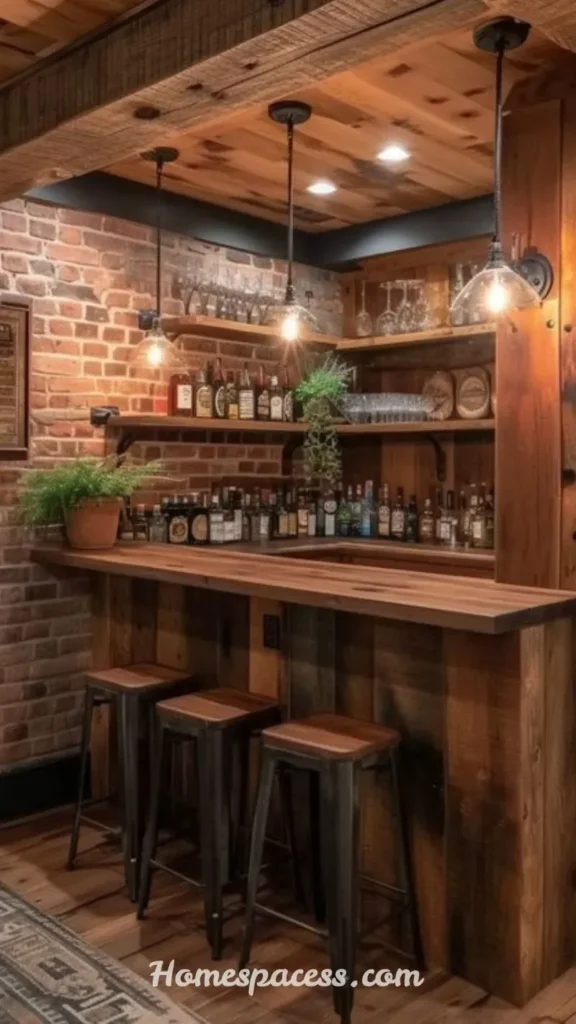 Cozy Basement Bar Ideas for the Perfect Entertainment Space 4 Rustic Wood and Brick Basement Bar