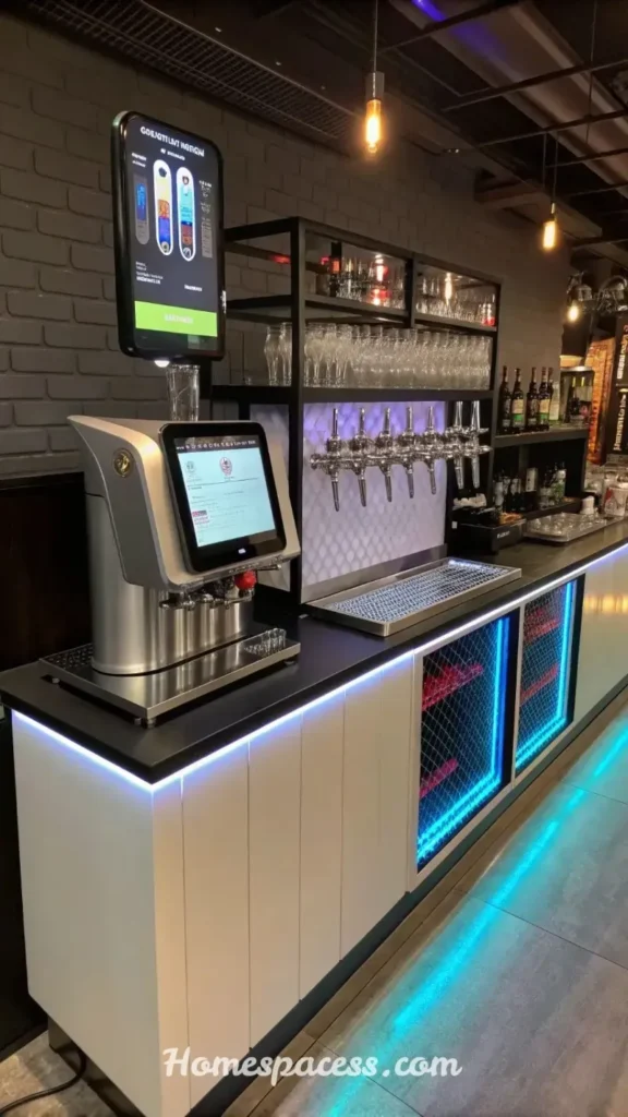 Cozy Basement Bar Ideas for the Perfect Entertainment Space 14 Smart Bar with Integrated Technology
